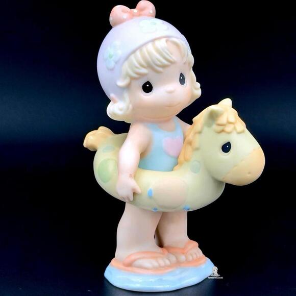 Precious Moments Vintage Figurine - Little Swimmer with Horse Floatie - Picture 1 of 2
